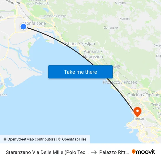 Staranzano Via Delle Milie (Technical Center - Interior) to Rittmeyer Palace map