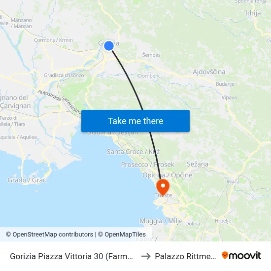 30 Piazza Vittoria, Gorizia (Pharmacy) to Rittmeyer Palace map