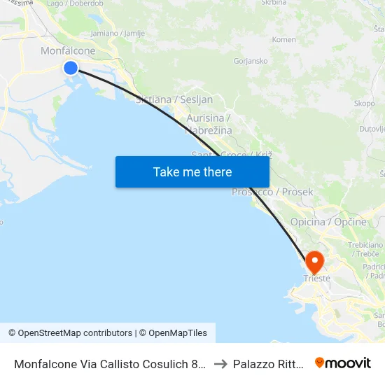 80 Callisto Cosulich Street, Monfalcone (Shipyards) to Rittmeyer Palace map
