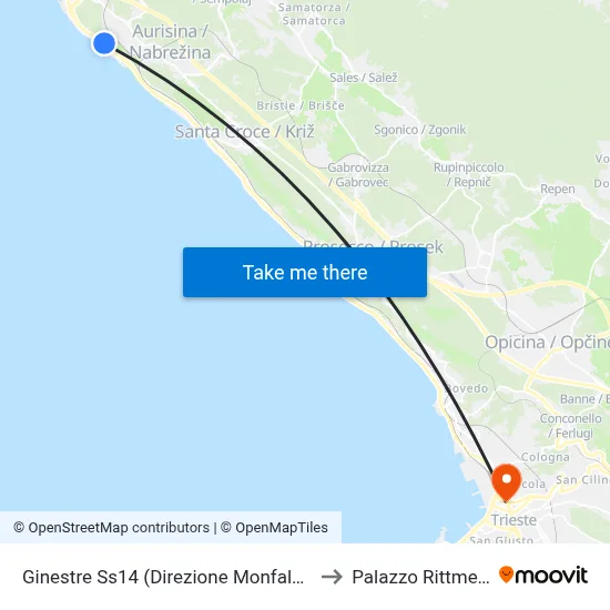 Ginestre SS14 (Monfalcone Direction) to Rittmeyer Palace map