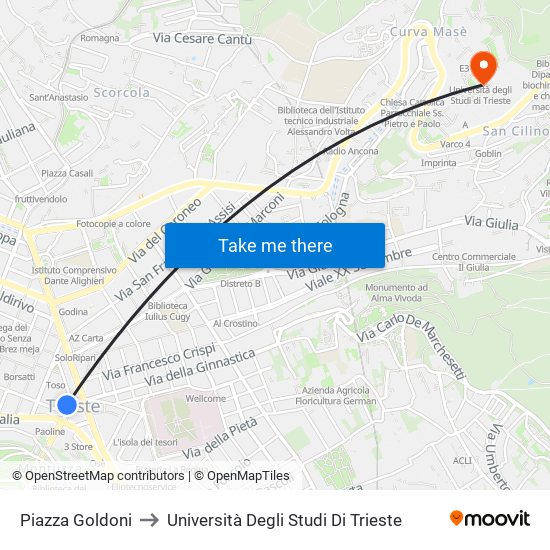 Piazza Goldoni to Università Degli Studi Di Trieste map