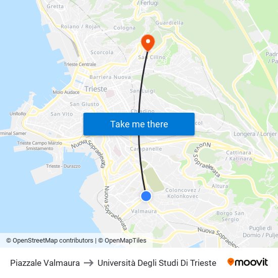 Piazzale Valmaura to Università Degli Studi Di Trieste map