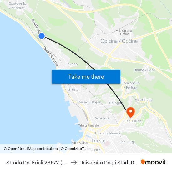 Strada Del Friuli 236/2 (Ex Dazio) to Università Degli Studi Di Trieste map