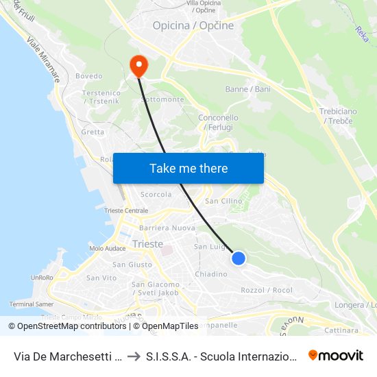 Via De Marchesetti (Angolo Via Dei Mille) to S.I.S.S.A. - Scuola Internazionale Superiore Di Studi Avanzati map