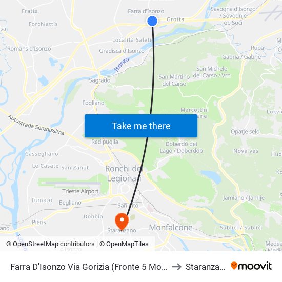 Farra D'Isonzo Via Gorizia (Fronte 5 Molino) to Staranzano map