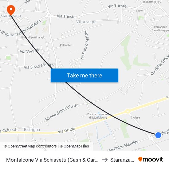 Monfalcone Via Schiavetti (Cash & Carry) to Staranzano map