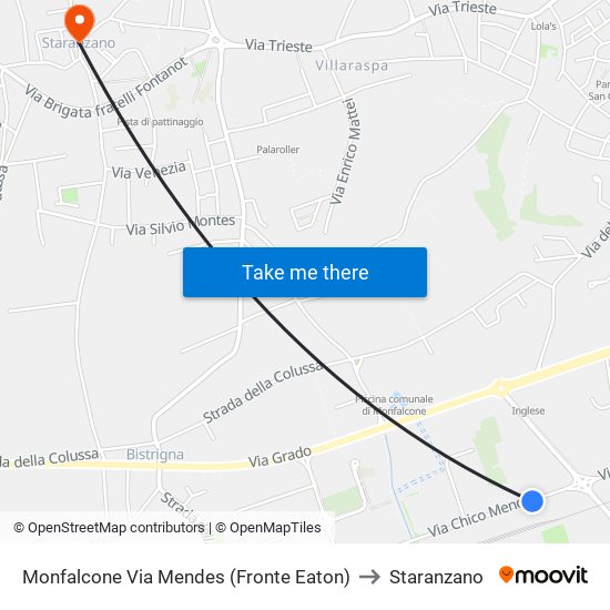 Monfalcone Via Mendes (Fronte Eaton) to Staranzano map