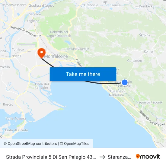 Provincial Road 5 of San Pelagio 43/A to Staranzano map
