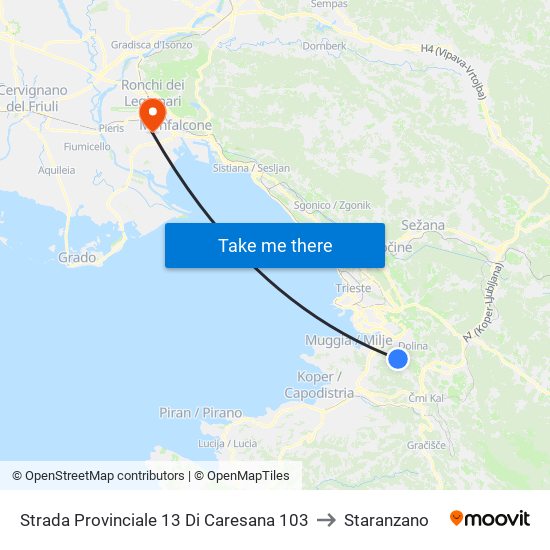 Strada Provinciale 13 Di Caresana 103 to Staranzano map