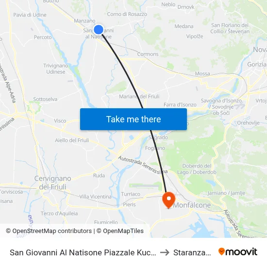 San Giovanni Al Natisone - Piazzale Kuchl to Staranzano map