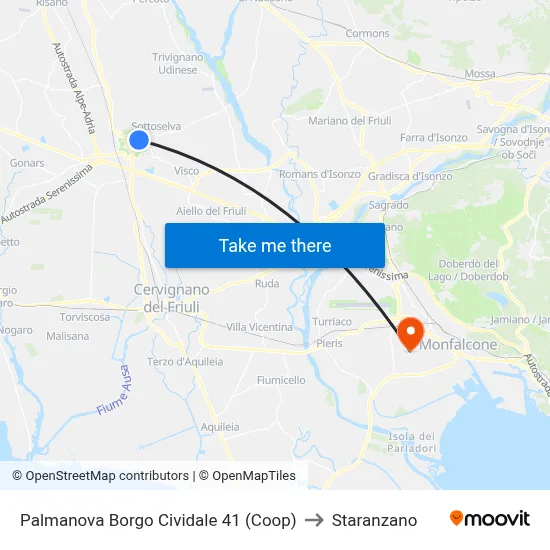 Palmanova Borgo Cividale 41 (Coop) to Staranzano map