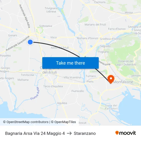 Bagnaria Arsa Via 24 May 4 to Staranzano map