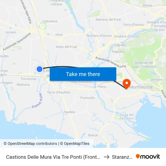 Castions Delle Mura Via Tre Ponti (Opposite Number 2) to Staranzano map