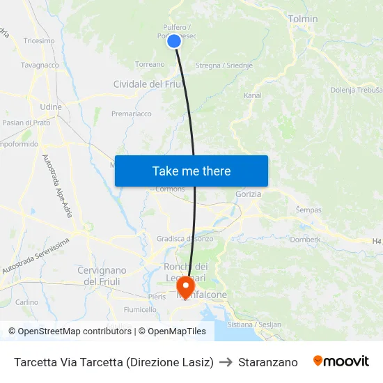 Tarcetta Via Tarcetta (Lasiz Direction) to Staranzano map