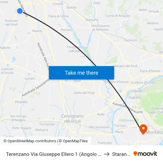 Terenzano Via Giuseppe Ellero 1 (Corner of Via Della Statua) to Staranzano map