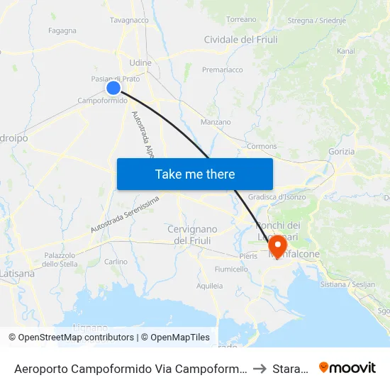 Campoformido Airport Via Campoformido 138 (Codroipo Direction) to Staranzano map