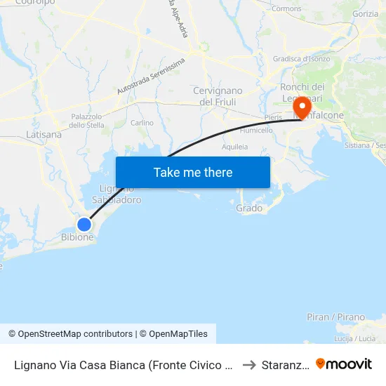 Lignano Casa Bianca Street (Opposite 6, Golf Club) to Staranzano map