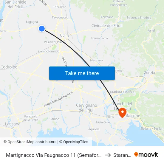 Martignacco Via Faugnacco 11 (Traffic Light, Udine Direction) to Staranzano map