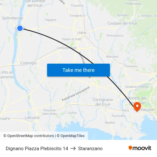 Dignano Piazza Plebiscito 14 to Staranzano map
