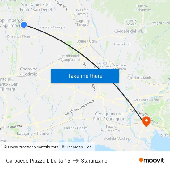 Carpacco Liberty Square 15 to Staranzano map