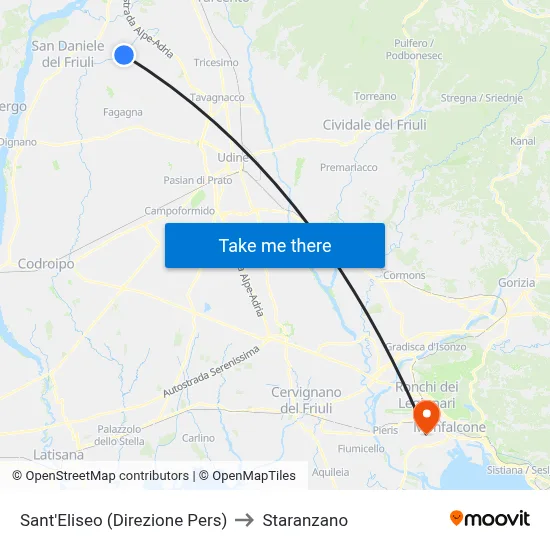Sant'Eliseo (Pers Direction) to Staranzano map