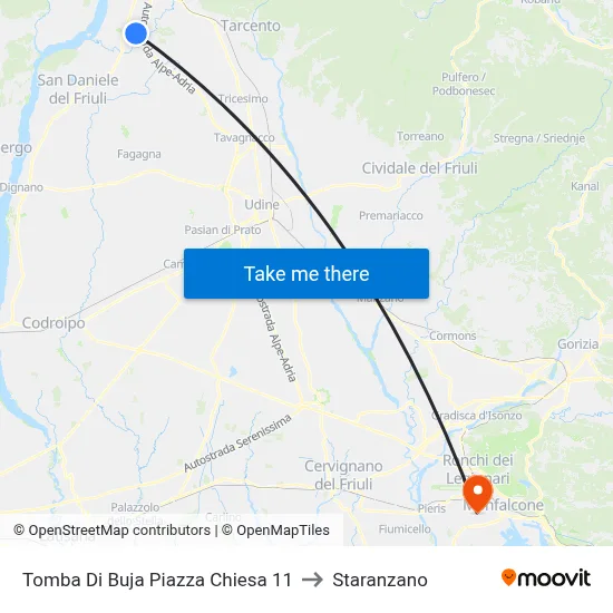 Tomba Di Buja Church Square 11 to Staranzano map