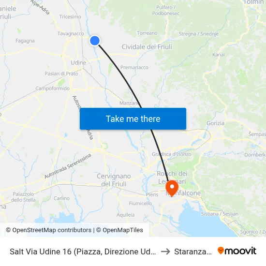 Salt Via Udine 16 (Square, Direction Udine) to Staranzano map