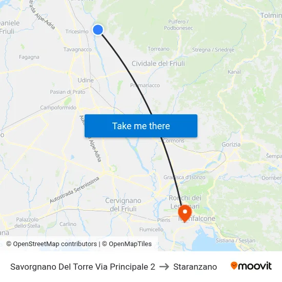 Savorgnano Del Torre Main Street 2 to Staranzano map