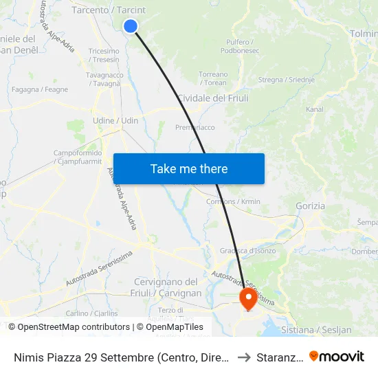 Nimis September 29 Square (Center, Direction Udine) to Staranzano map