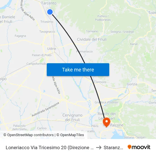 Loneriacco Via Tricesimo 20 (Udine Direction) to Staranzano map