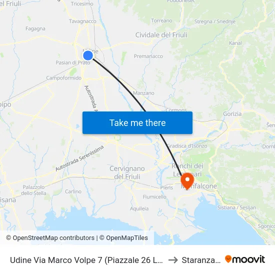 Udine Via Marco Volpe 7 (Piazzale 26 Luglio) to Staranzano map