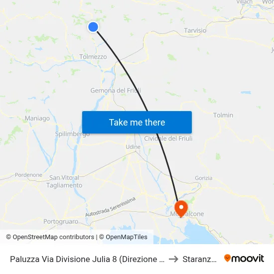 Paluzza Via Divisione Julia 8 (Timau Direction) to Staranzano map