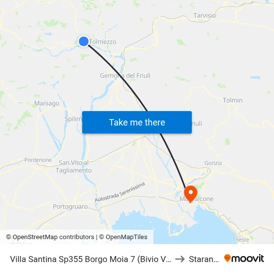 Villa Santina Sp355 Borgo Moia 7 (Val Degano Junction, Dir. Vill to Staranzano map
