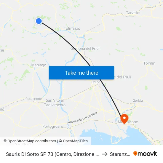 Provincial Road 73, Sauris Di Sotto (Center, Ampezzo Direction) to Staranzano map