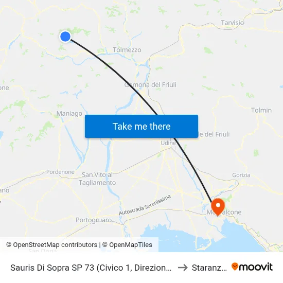 Sauris Di Sopra SP 73 (Number 1, Ampezzo Direction) to Staranzano map
