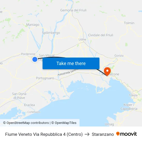 Repubblica Street 4 (Center), Fiume Veneto to Staranzano map