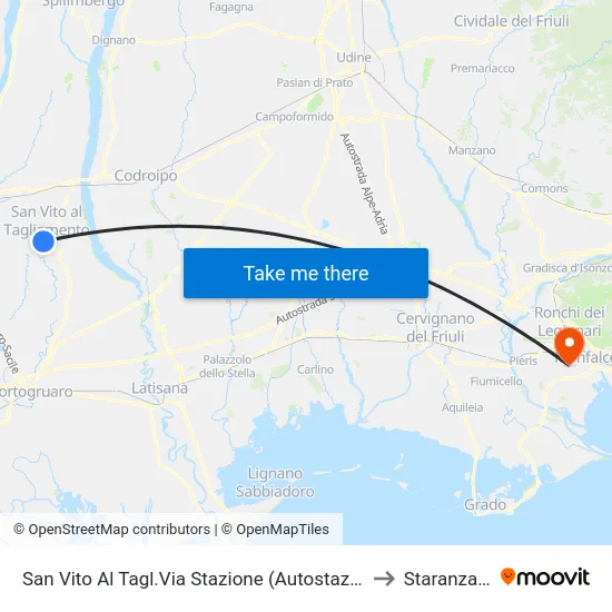 San Vito Al Tagl.Via Stazione (Autostazione) to Staranzano map
