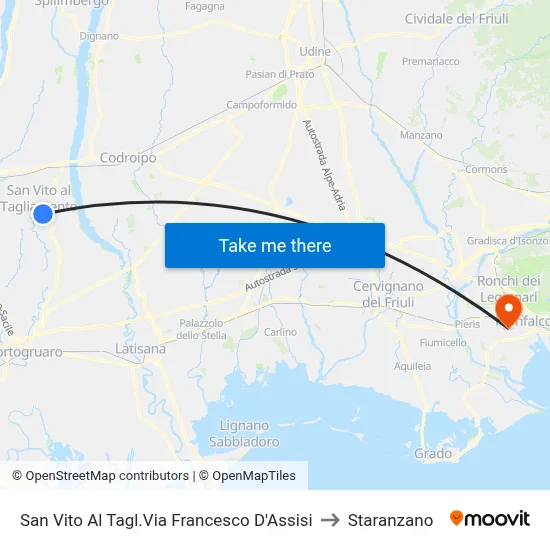 San Vito Al Tagliamento Francis of Assisi Street to Staranzano map
