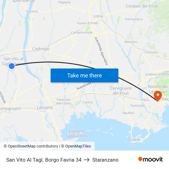 San Vito Al Tagliamento Borgo Favria 34 to Staranzano map