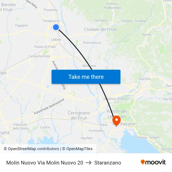 Molin Nuovo Via Molin Nuovo 20 to Staranzano map