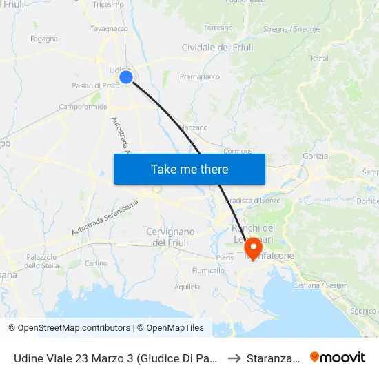 Udine Viale 23 March 3 (Justice of Peace) to Staranzano map