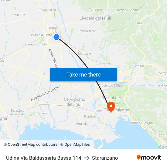 Udine Via Baldasseria Bassa 114 to Staranzano map