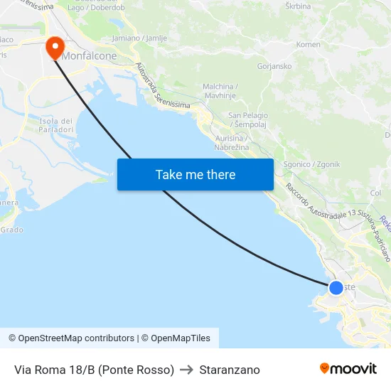 Via Roma 18/B (Ponte Rosso) to Staranzano map