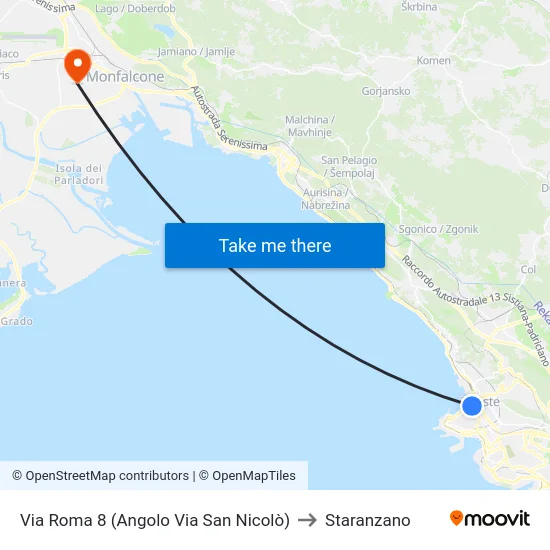 Via Roma 8 (Angolo Via San Nicolò) to Staranzano map