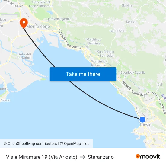 Viale Miramare 19 (Via Ariosto) to Staranzano map