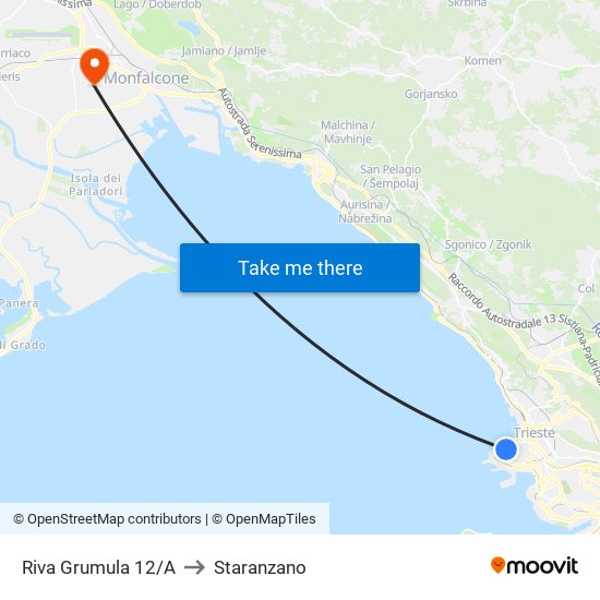 Riva Grumula 12/A to Staranzano map