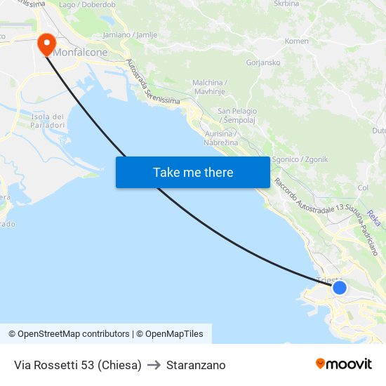 Via Rossetti 53 (Chiesa) to Staranzano map