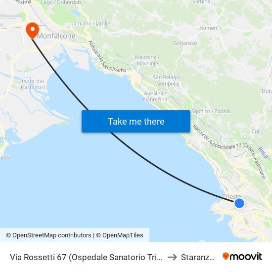 Via Rossetti 67 (Ospedale Sanatorio Triestino) to Staranzano map