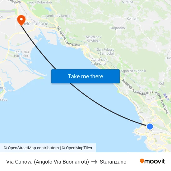 Via Canova (Angolo Via Buonarroti) to Staranzano map