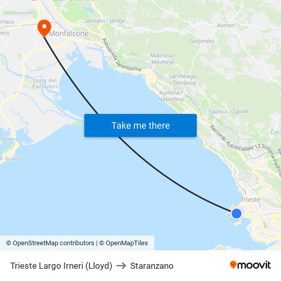 Trieste Largo Irneri (Lloyd) to Staranzano map